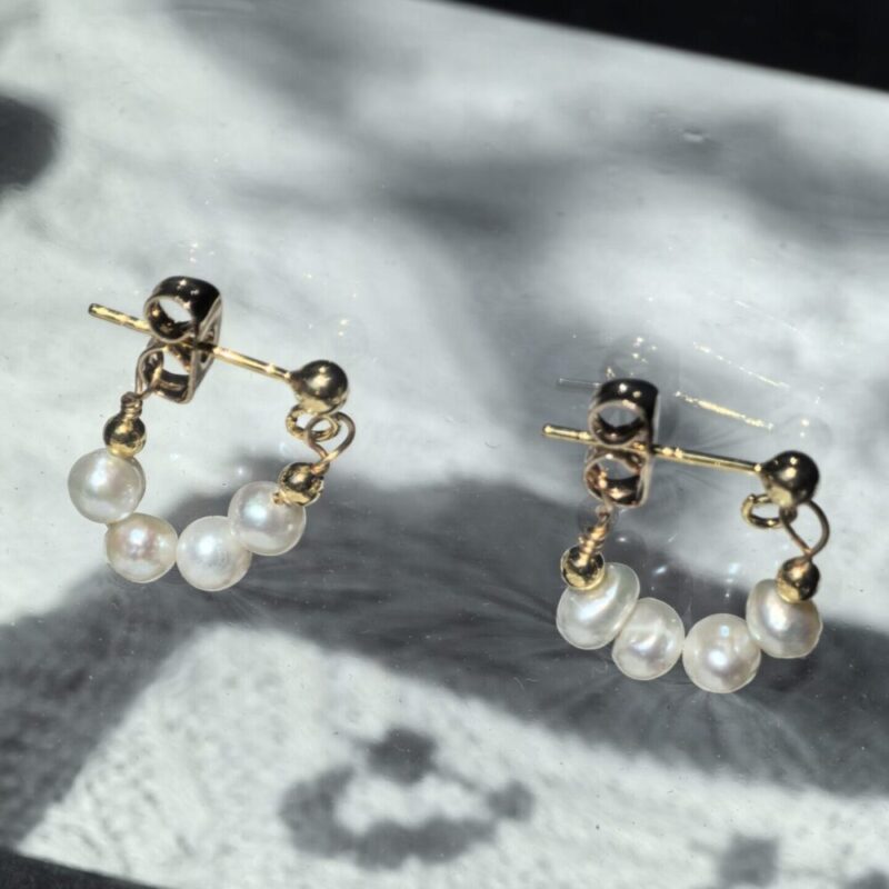 18K gold freshwater pearl earrings