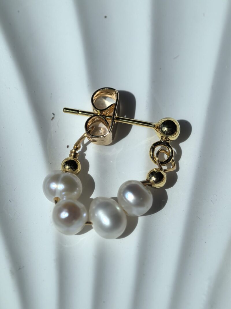 18K gold freshwater pearl earrings - Image 2