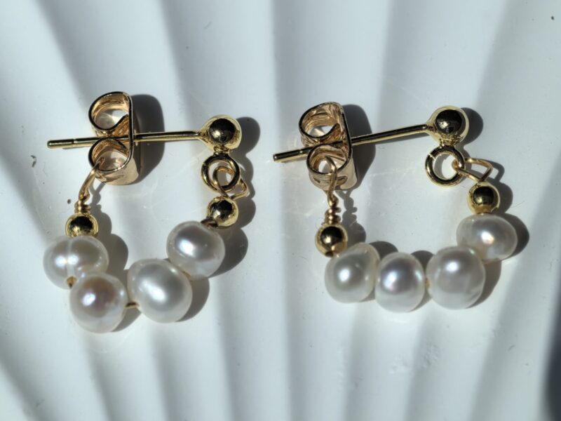 18K gold freshwater pearl earrings - Image 3